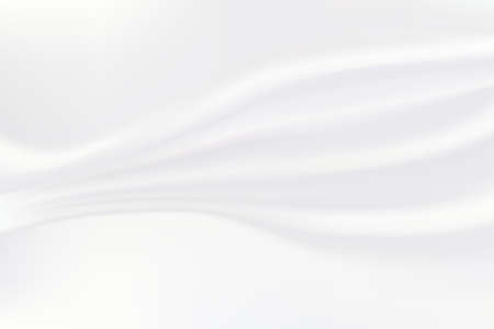 White Background with Soft Waves. Realistic Luxury Texture. Clean Silky Cloth. Vector Illustration for Your Design.のイラスト素材
