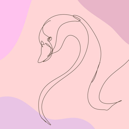 Swan Head Isolated on Soft Pastel Background with Modern Spots. Vector Animal Design with Editable Stroke. Elegant Minimalistic Artwork.のイラスト素材