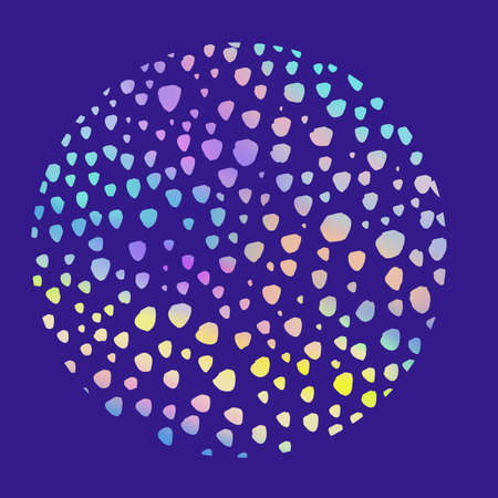 Vector Neon Abstract Round Colorful Background. Doodle Circle in Hand Drawn Style. Template for Social Media Design, Posters.のイラスト素材