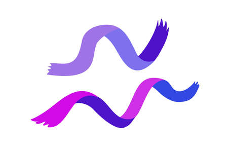 Bright Liquid Curve Design Element Isolated on White Background. Creative Purple Wave. Vector Fluid Brush Imitation.のイラスト素材