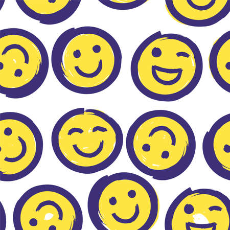 Seamless pattern with emoji. Vector hand drawn modern textured wallpaper.のイラスト素材