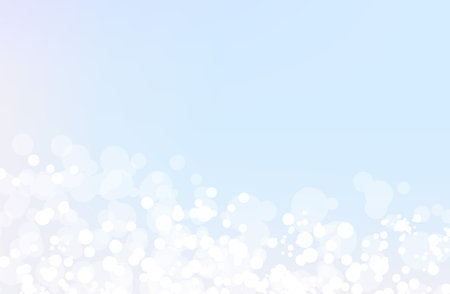 Winter Holiday Christmas Background with Marvelous Sparkles and Glitter. Luxurious New Year Wallpaper with Awesome Bokeh Texture. Vector Morning Blue Sky Wallpaper.のイラスト素材