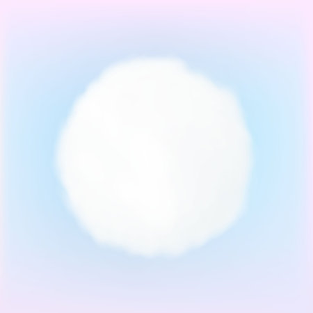 Cotton ball pom or round soft white cloud collection isolated on soft pastel background. White snowball. Vector fashion element template.のイラスト素材