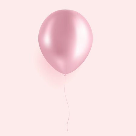 Pink ballon isolated on soft background. Realistic 3d ballon. Vector illustration.のイラスト素材
