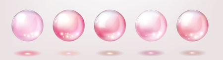 Collagen realistic translucent pink spheresのイラスト素材