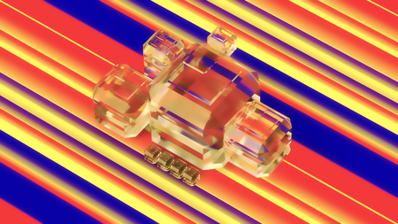 Frosted glass cubes on a colorful background. 3d illustrationの写真素材