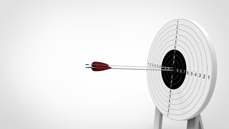 Arrows focus to archery target. 3d illustration.の写真素材