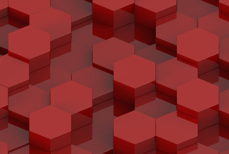 Red Hexagon Background Texture. 3d renderの写真素材