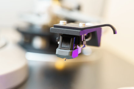 turntable black vinyl Headshell Cartridge closeup