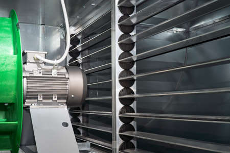 air handling unit internal exterior motor Exhaust plenum fan steel blindsの写真素材