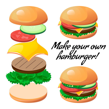 Tasty Vector Ingredients To Make A Custom Burger Design Element