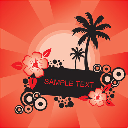 orange frame with flowersのイラスト素材