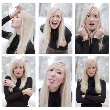 Collage of face expressions の写真素材