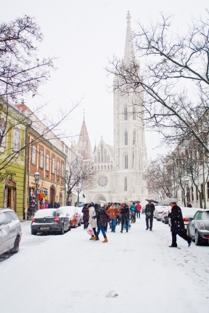 Budapest, Hungary, december 23 2012: Matthias Church in  Buda Castle the day before Christmasのeditorial素材