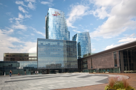 TEO, the largest Lithuanian telecommunications company, have their headquarters in a new modern business district のeditorial素材