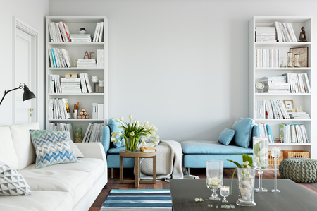 wall mock up interior. Wall art. 3d rendering, 3d illustrationの写真素材