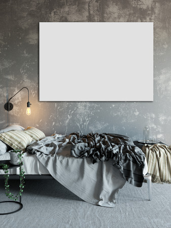 frame mock up in living room interior. Interior scandinavian style. 3d rendering, 3d illustrationの写真素材