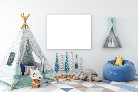 frame mock up. Interior scandinavian style. 3d rendering, 3d illustrationの写真素材