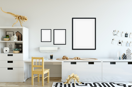 frame mock up. Interior scandinavian style. 3d rendering, 3d illustrationの写真素材