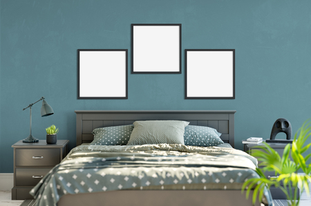 frame mock up in living room interior. Interior scandinavian style. 3d rendering, 3d illustrationの写真素材