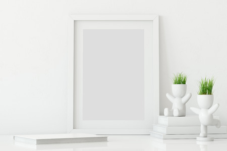 frame mock up in living room interior. Interior scandinavian style. 3d rendering, 3d illustrationの写真素材