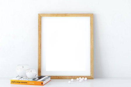frame mock up in living room interior. Interior scandinavian style. 3d rendering, 3d illustration