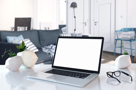 mock up devices in interior. 3d rendering, 3d illustrationの写真素材