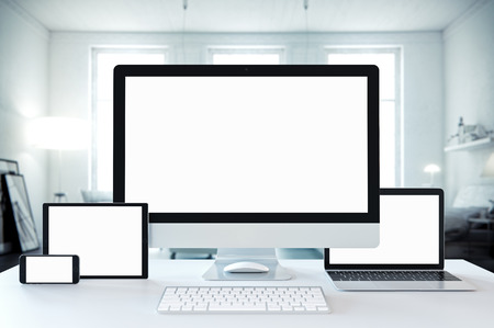 mock up devices in interior. 3d rendering, 3d illustrationの写真素材