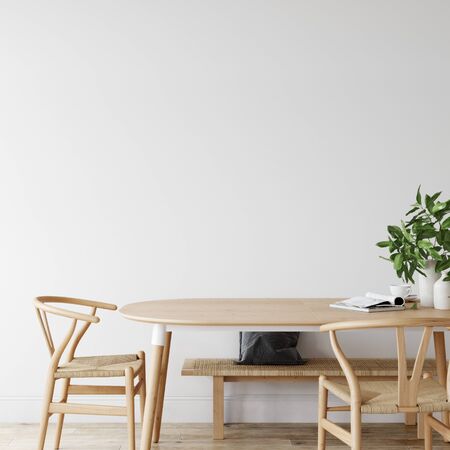 Wall mockup in scandinavian interior. Interior wall mockup. Wall art. 3d rendering, 3d illustrationの写真素材
