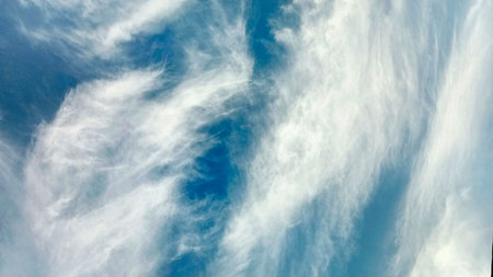 blue sky with cloud closeup, beautiful nature cloudscape background.の写真素材
