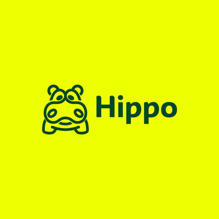 Cute hippo mascot  design featuring a friendly and minimal line art style. Perfect for kids brands,...
