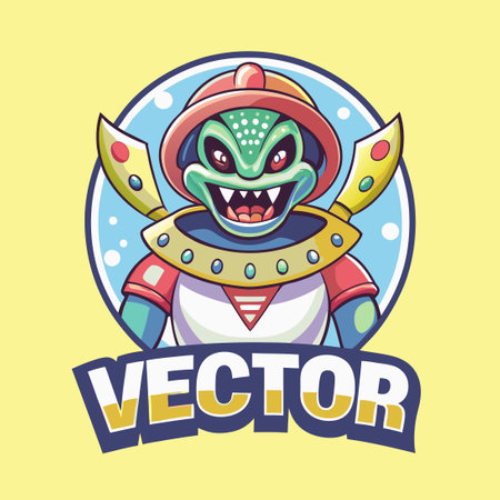 Vibrant Vector Illustration of a Cartoonish Alien Mascotのイラスト素材