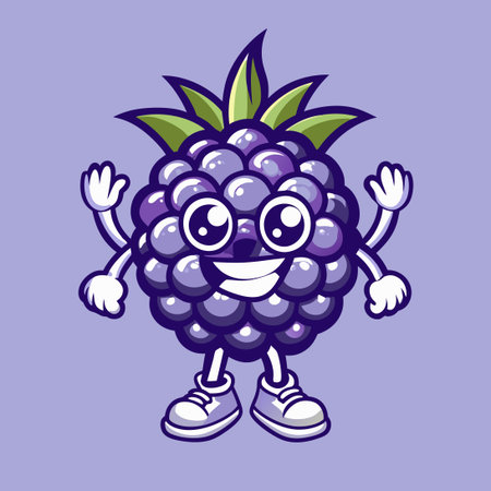 Amusing Vector Cartoon Illustration of a Blackberry Mascot Characterのイラスト素材