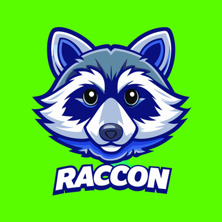 Gradient Style Raccoon Logo with Vibrant Colors and Modern Designのイラスト素材