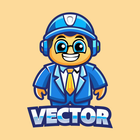 Cartoon Illustration of a Mascot Character with Vector Logo Designのイラスト素材