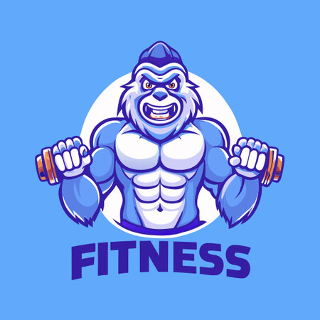 Vector Illustration of a Muscular Gorilla Mascot Lifting Weights in a Gymのイラスト素材