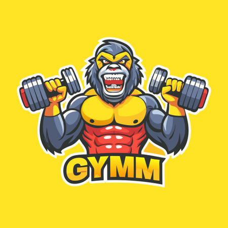 Mighty Gorilla Mascot for Fitness and Gym Promotionsのイラスト素材
