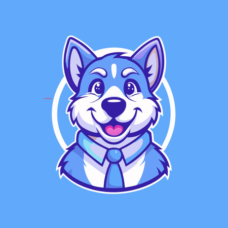 Cheerful Vector Illustration of a Dog Mascot with a Cartoonish Appearanceのイラスト素材