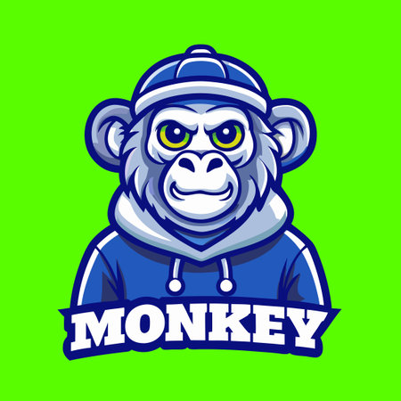 Minimalist Monkey Mascot Logo with Stylized Illustrationのイラスト素材