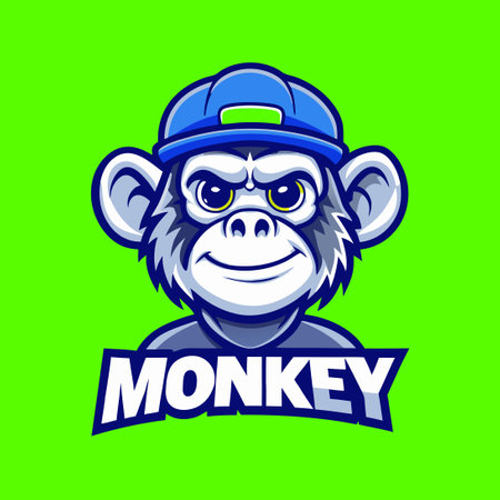 Monkey mascot logo design vector template with modern illustration concept style for badge, emblem and t-shirt printing.のイラスト素材