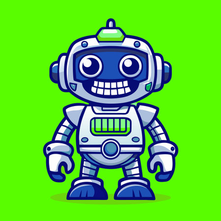 Retro Robot Character Mascot Logo Embodying Nostalgic Charmのイラスト素材