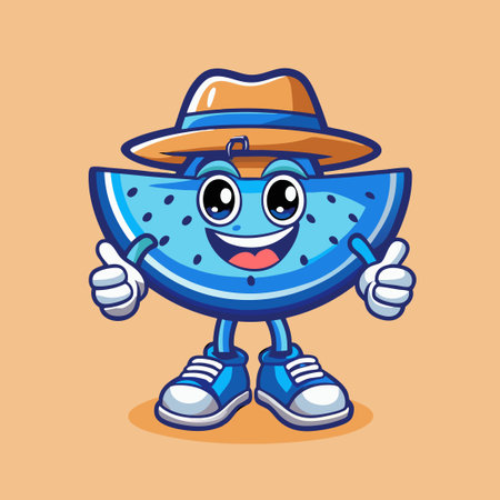 Watermelon Slice Mascot Waving for Summer Vacation Celebrationsのイラスト素材