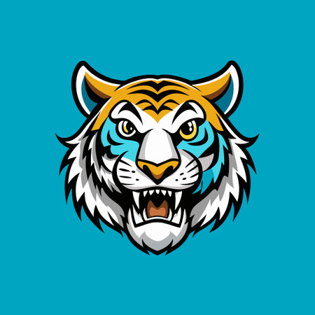 Tiger head mascot logo design vector template. Mascot icon illustrationのイラスト素材
