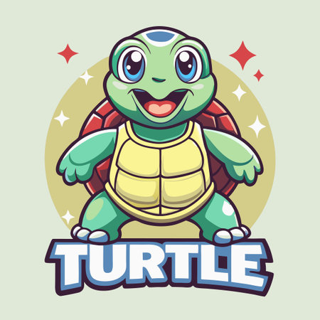 Adorable Cartoon Turtle Mascot Character with Illustrative Designのイラスト素材