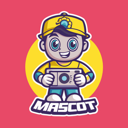 Boy Wearing Gadget Logo Mascot Character Driving a Car Vector Graphicのイラスト素材