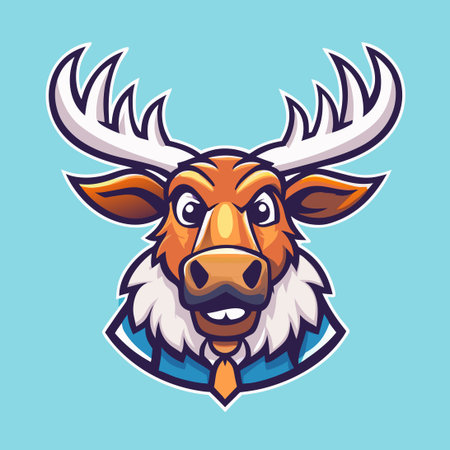 Vector Logo Illustration of a Majestic Moose Mascot in a Minimalist Styleのイラスト素材