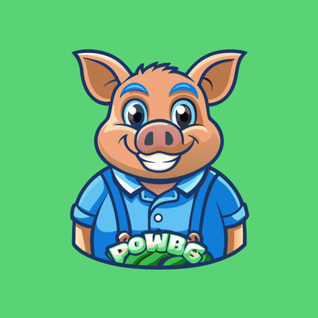 Cute Piggy Character Mascot Logo Illustration in Cartoon Styleのイラスト素材