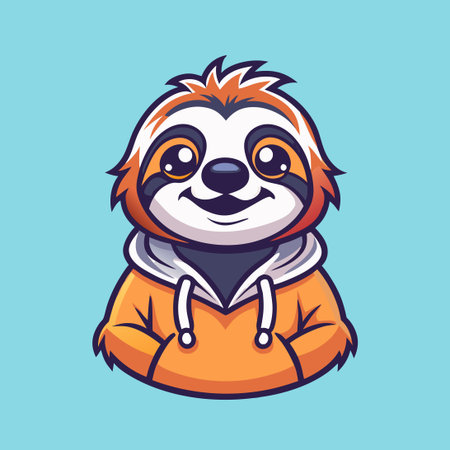 Cute and Simple Vector Logo Illustration of a Sloth Mascotのイラスト素材