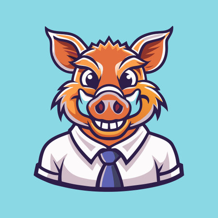Cartoon Illustration of a Mighty Wild Boar Mascot with a Bold Logo Lookのイラスト素材