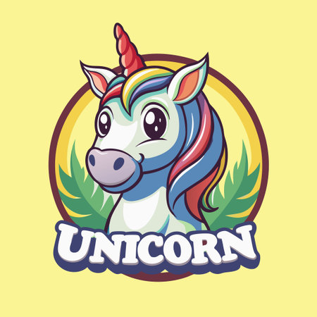 Enchanting Vector Unicorn Mascot Character in a Striking Cartoon Styleのイラスト素材